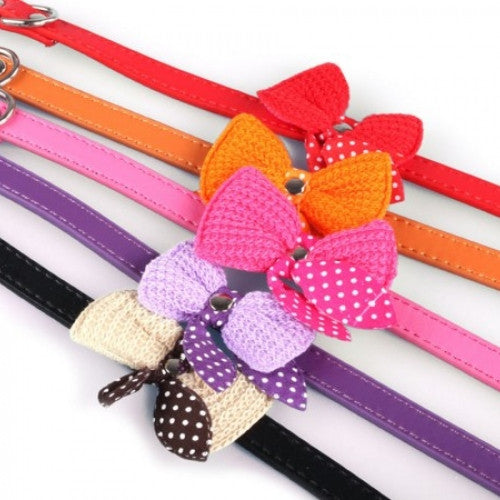 Knit Bow Knot Adjustable Pet Collars